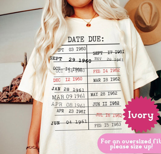 Library Due Date Card Tshirt