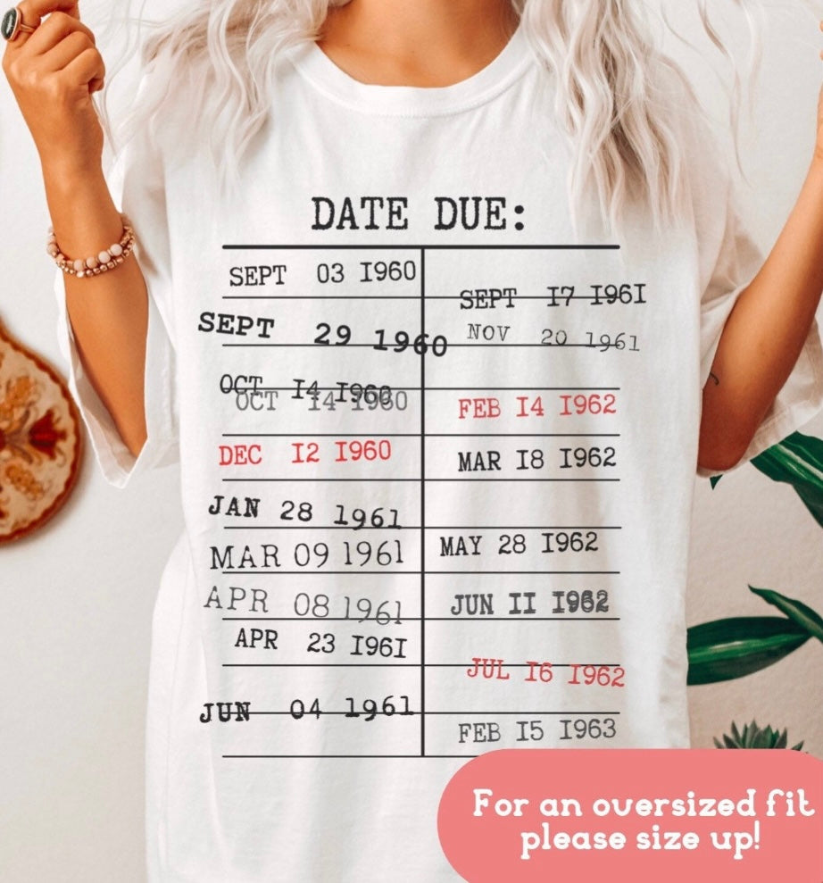 Library Due Date Card Tshirt